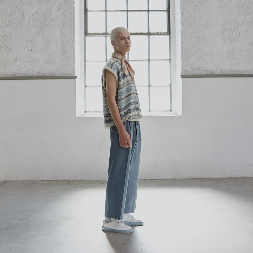 Baskets vegan bi colors bleues et blanches