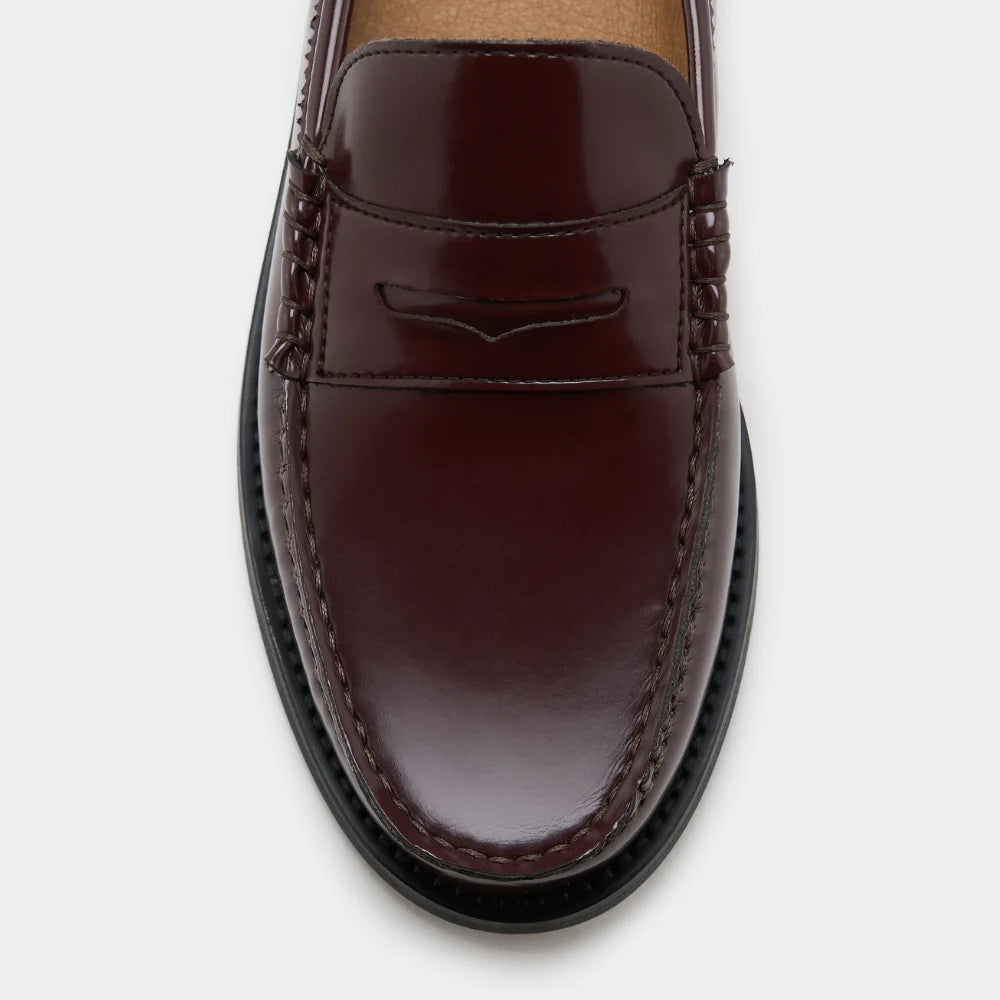 mocassin bordeaux en cuir d'olive