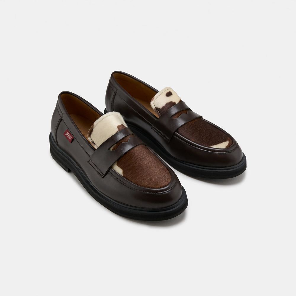 mocassin marron avec imprimé vache