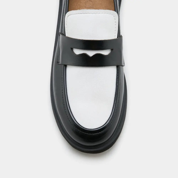 mocassins confortables noir et blanc