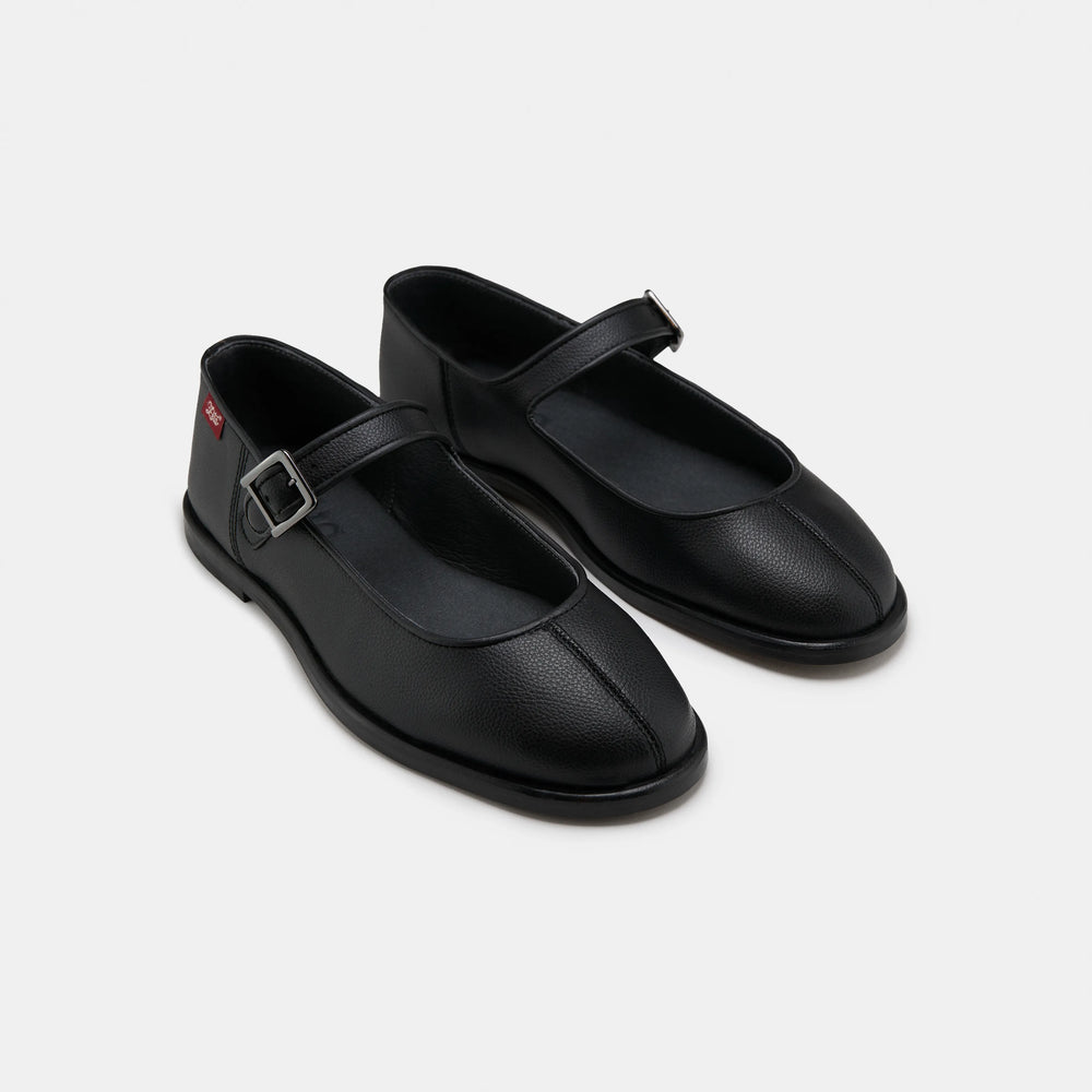 ballerines à brides noir en cuir d'olive vegan