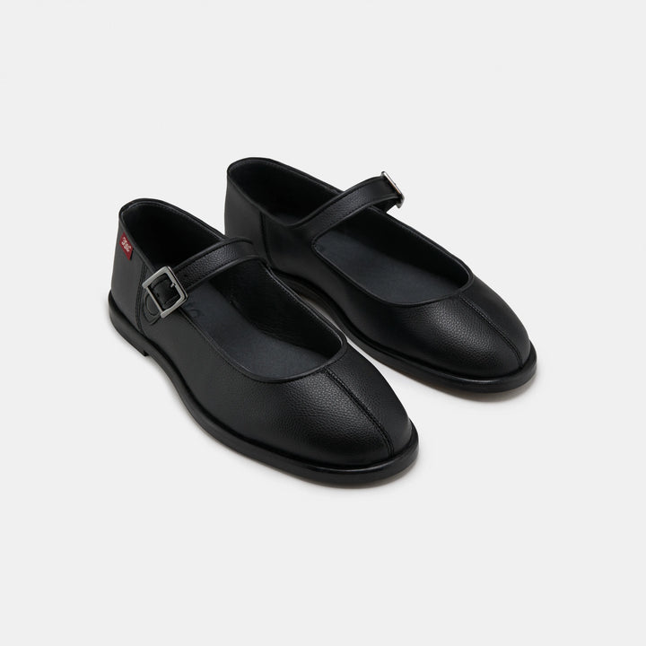 ballerines à brides noir en cuir d'olive vegan