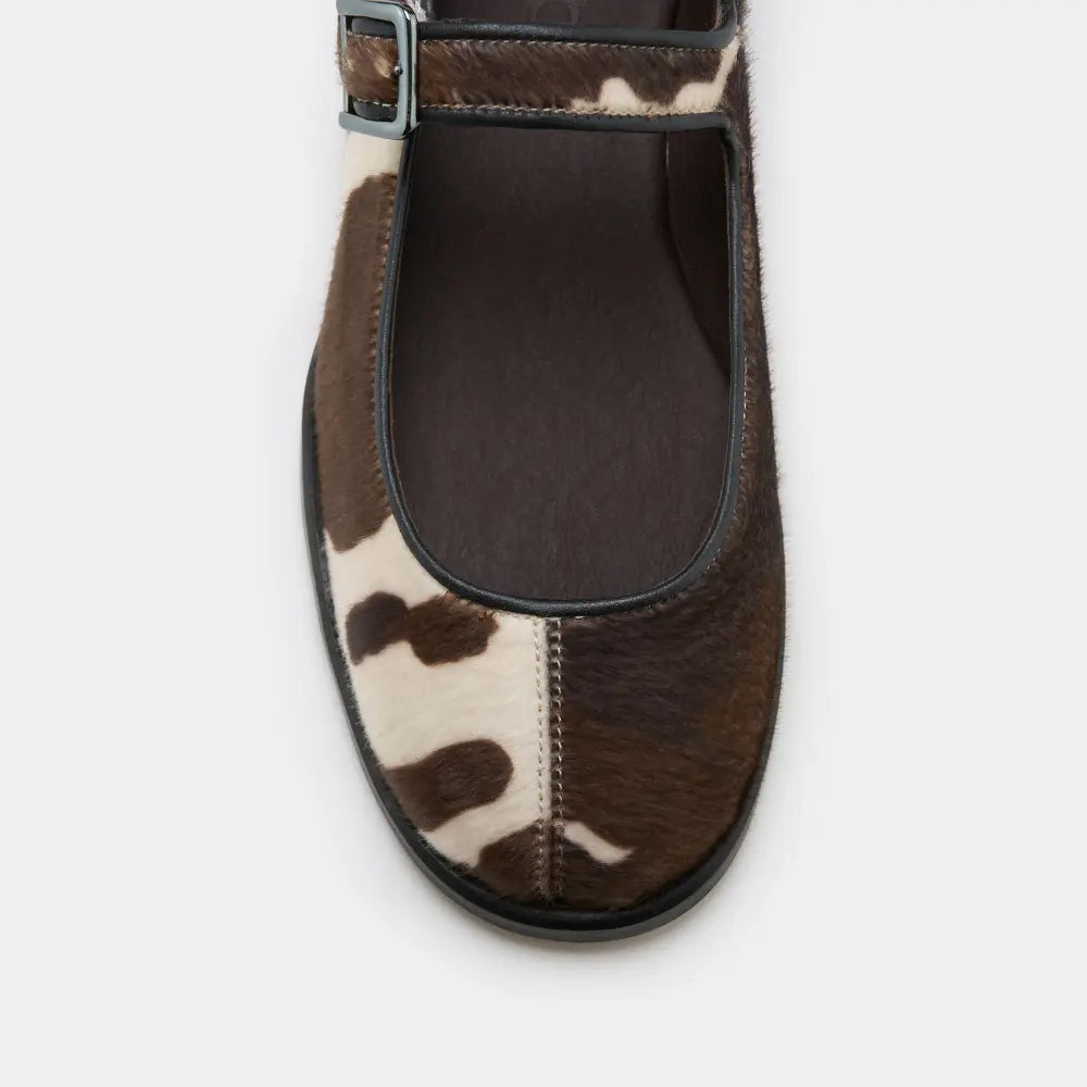 ballerines à brides en imprimé vache vues de haut