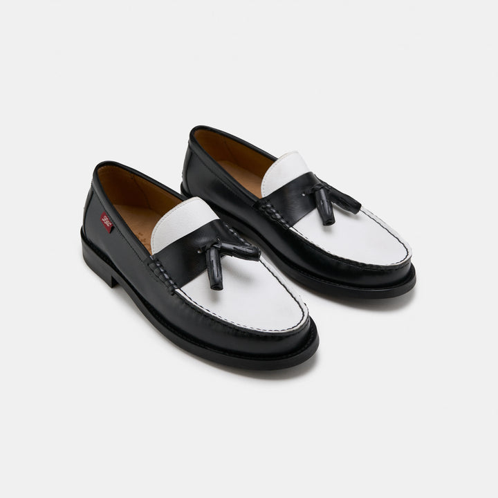 mocassins à pampilles noir et blanc unisexe