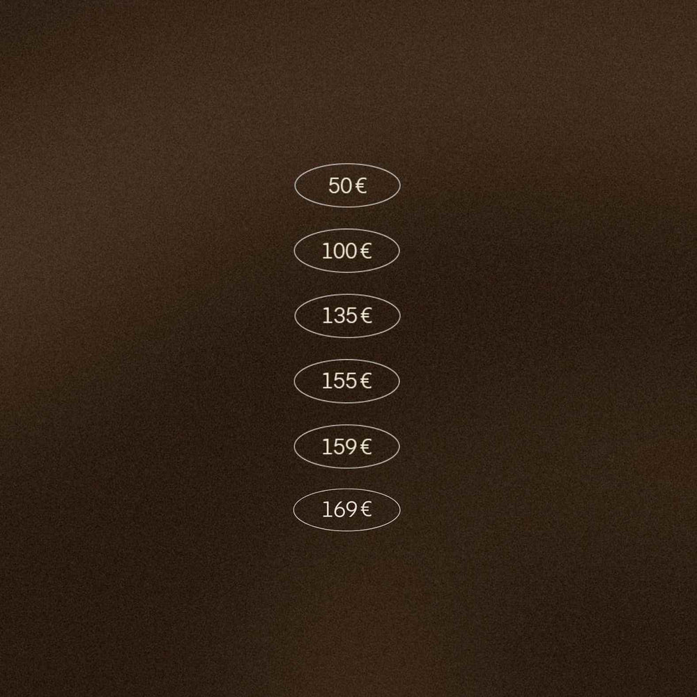 Détails des montants disponibles pour la carte cadeau de Zèta