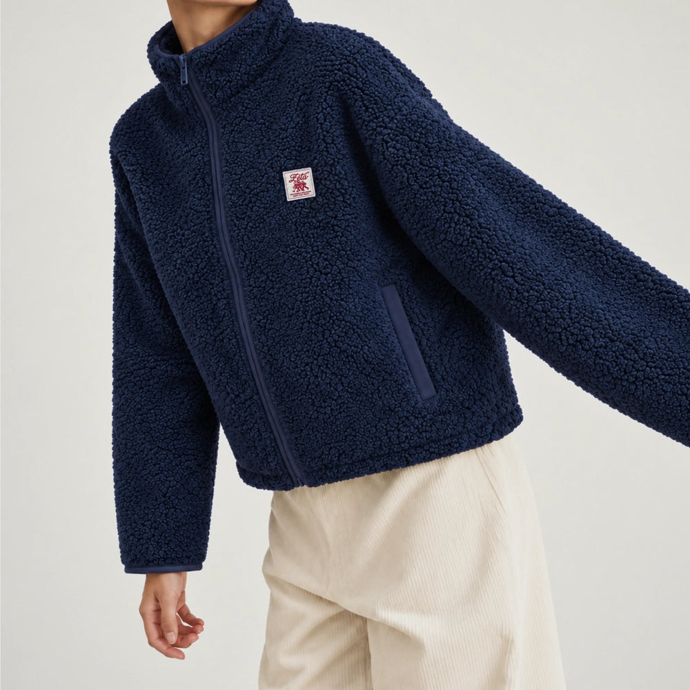 Navy blue sherpa jacket