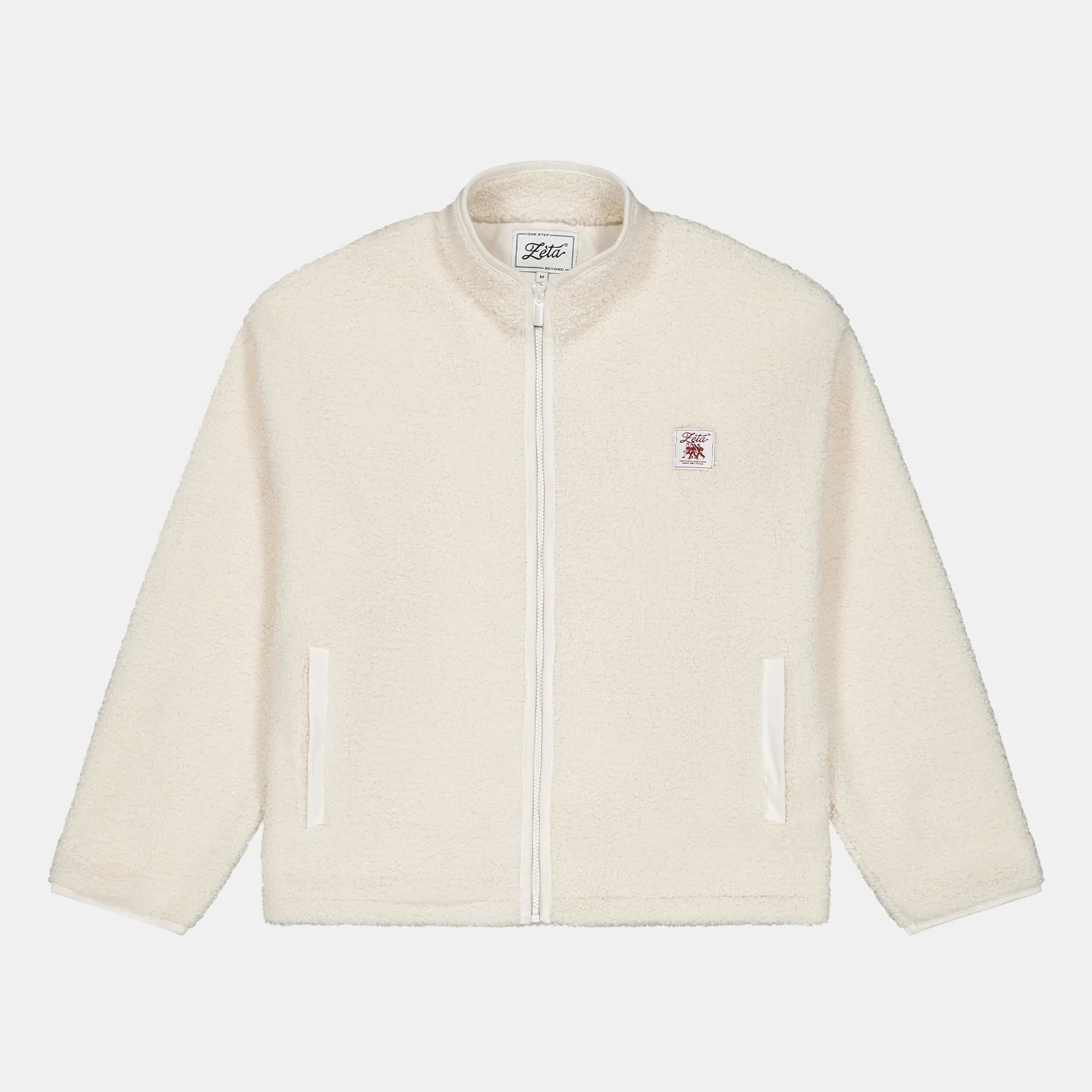 Veste-Polaire-Sherpa-sans-manche-beige-avec-fermeture-éclair-et-poches-extérieures-ultra-moltonnée-et-chaude