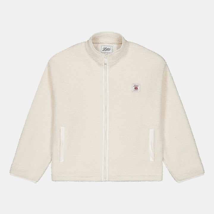 Veste-Polaire-Sherpa-sans-manche-beige-avec-fermeture-éclair-et-poches-extérieures-ultra-moltonnée-et-chaude