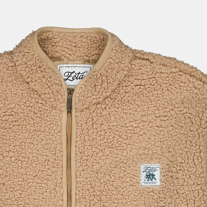 Veste-Polaire-Sherpa-sans-manche-camel-avec-fermeture-éclair-et-poches-extérieures-ultra-moltonnée-et-chaude