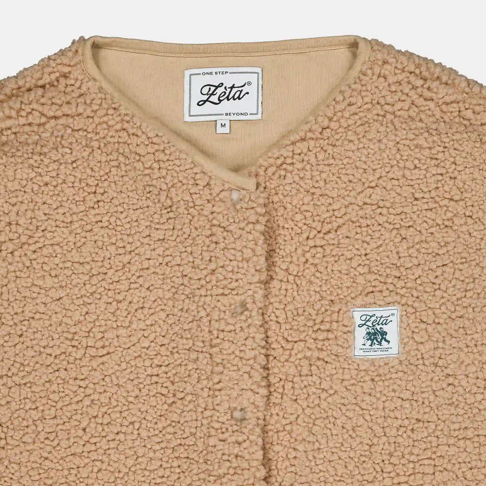 Veste-Polaire-Sherpa-sans-manche-couleur-camel-avec-boutons-à-pression- ultra-moltonnée-et-chaude