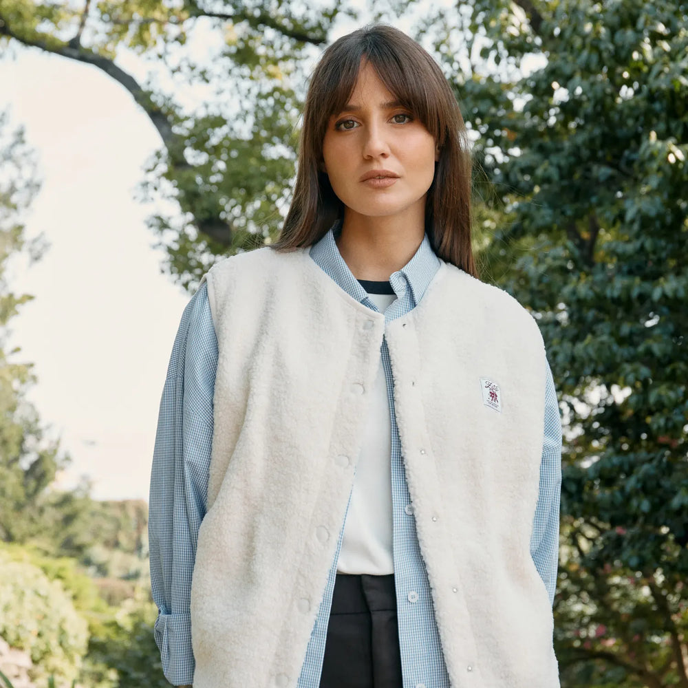 Veste Sherpa sans manches Beige