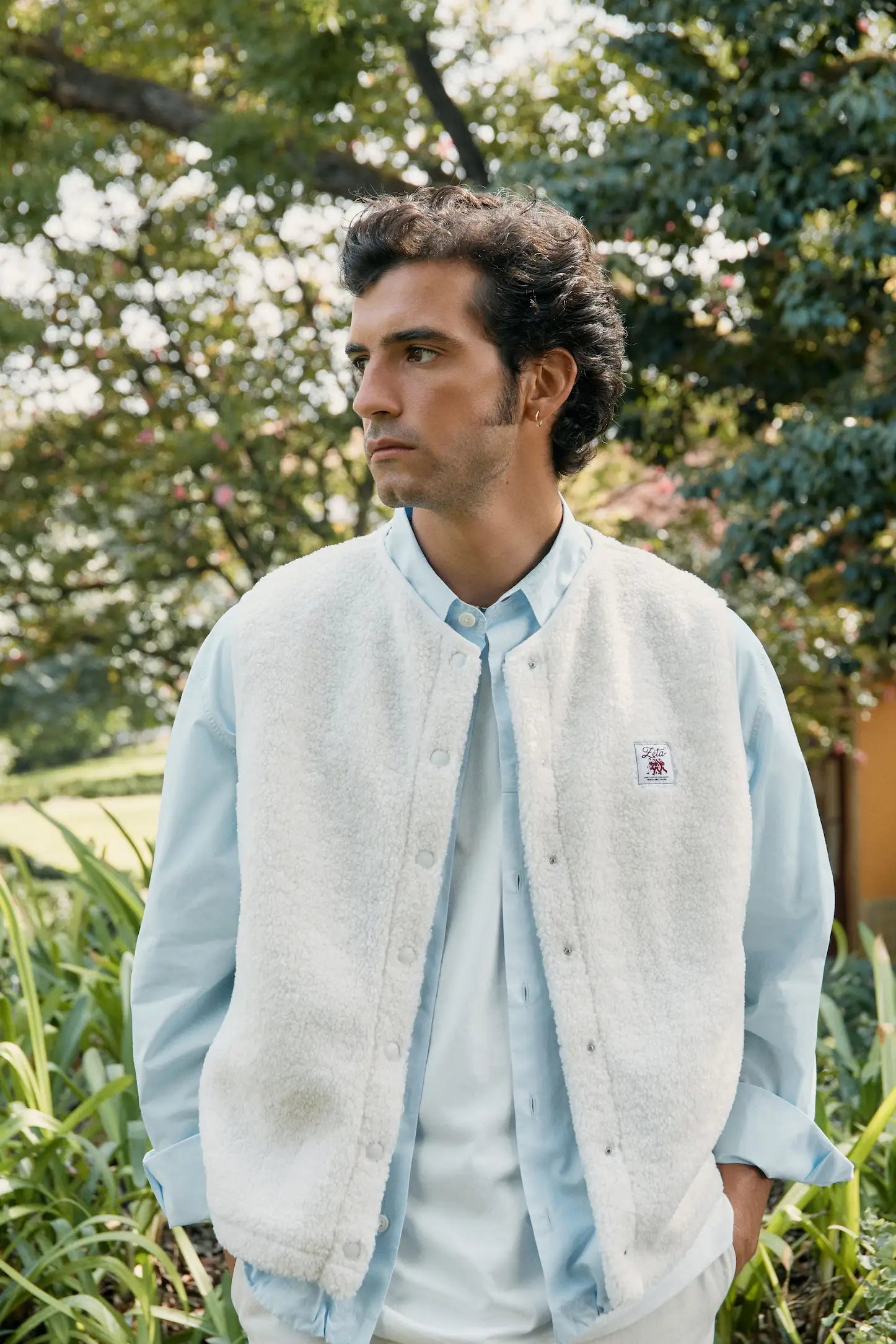 Veste sherpa sans manches homme beige