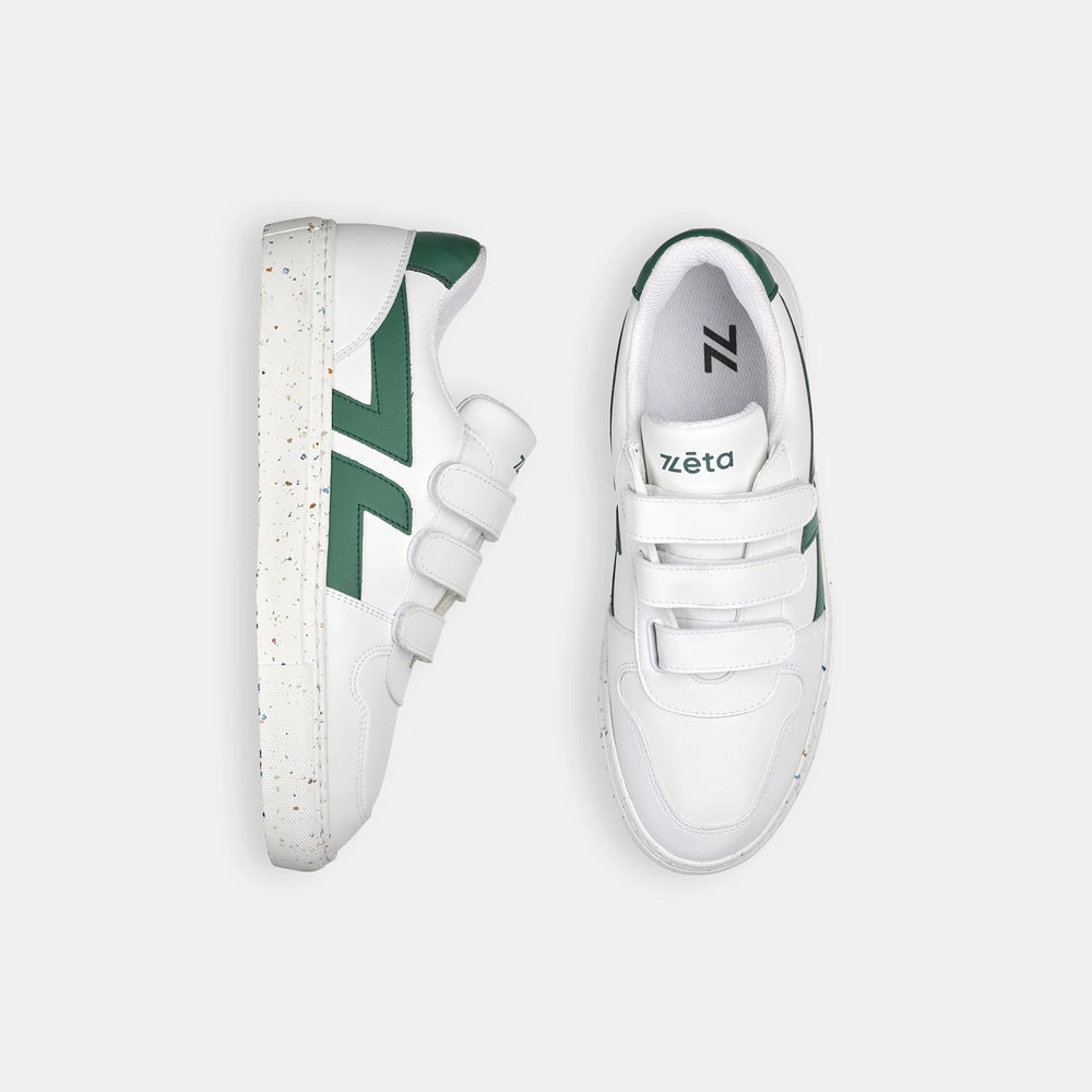présentation vue de haut de la basket Velcro Vert de Zèta