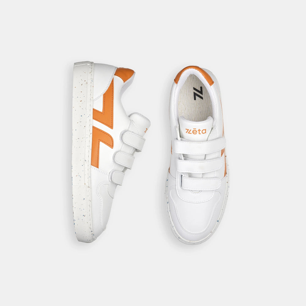 présentation vue de haut de la basket Velcro Orange de Zèta