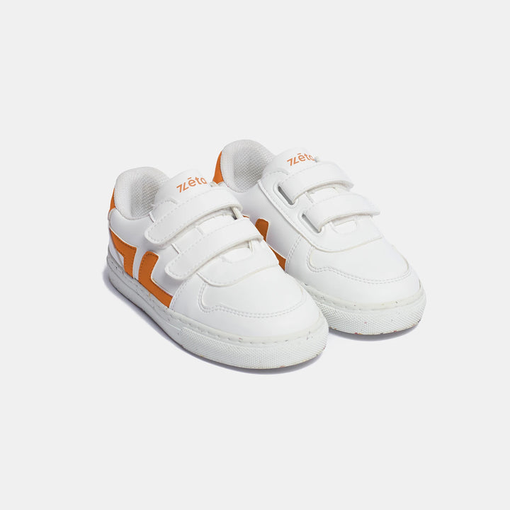 Orange velcro trainers for girls or boys by Zèta