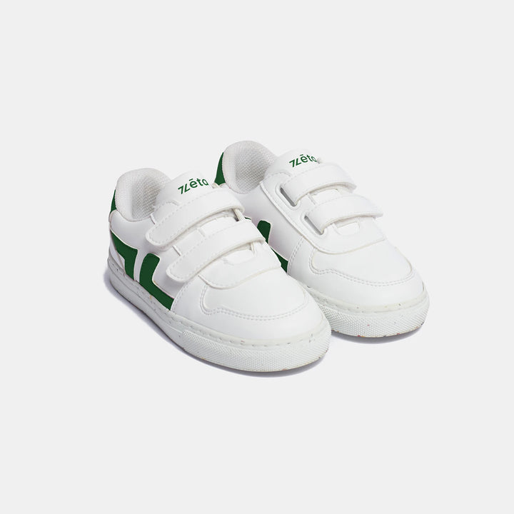 green and white velcro trainers for children