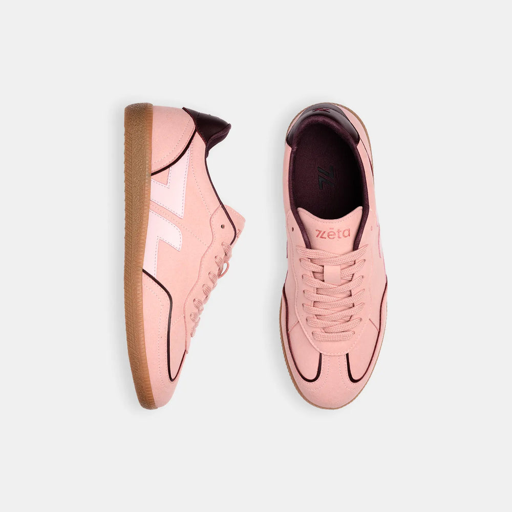 Ensemble des vues des baskets Delta Rose, modèle doux, vegan et polyvalent.