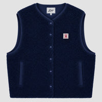 Navy blue sleeveless sherpa jacket