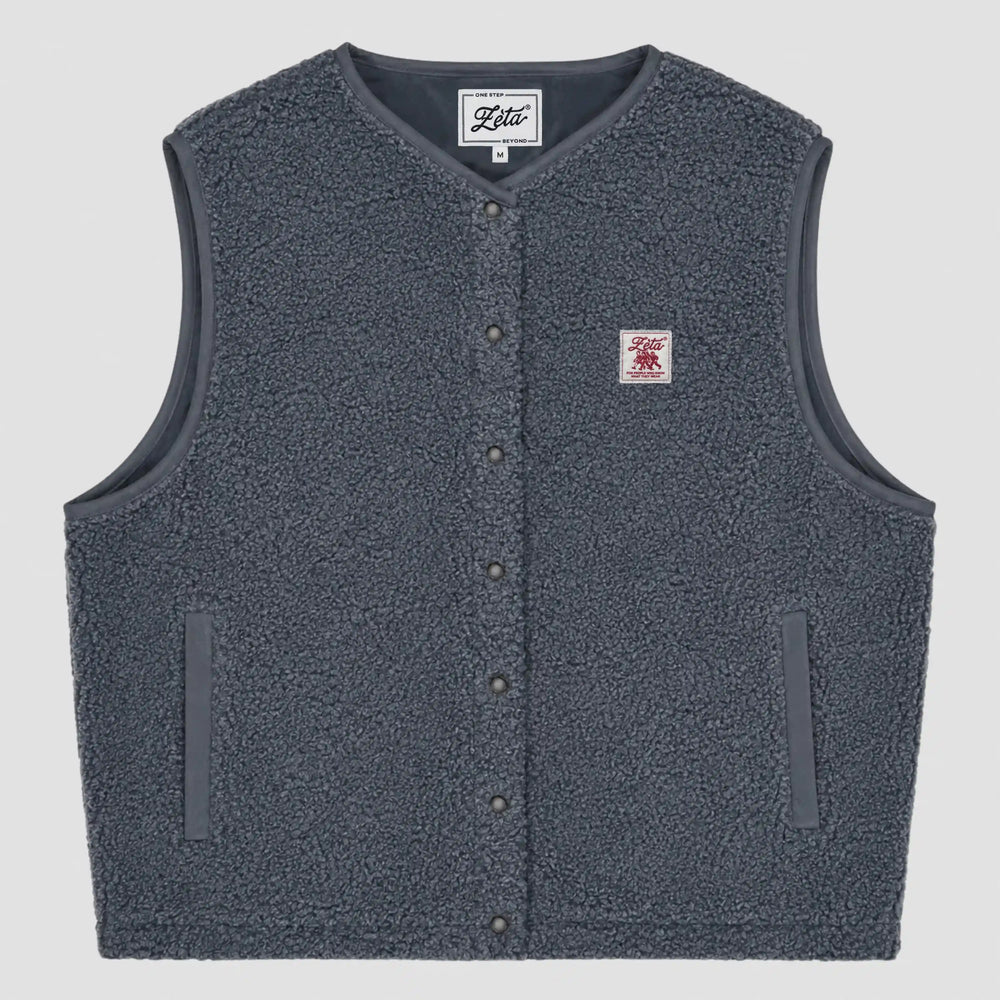 Grey sleeveless sherpa jacket