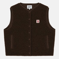 Brown sleeveless sherpa jacket