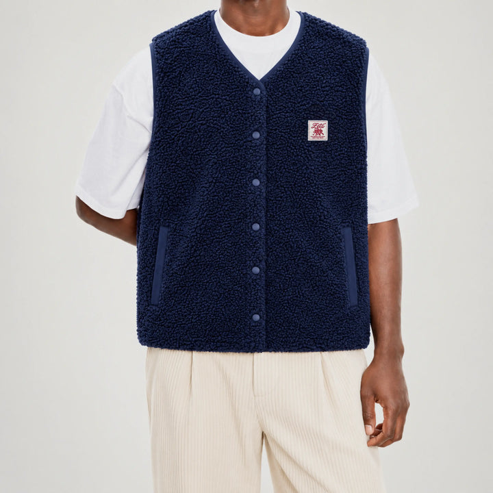 Veste sherpa sans manches navy