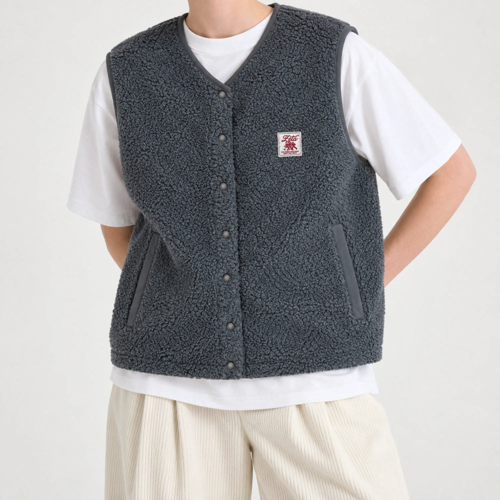 Grey sleeveless sherpa jacket